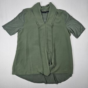 H by Halston Sage Green Tunic Top Size L Short Sleeve